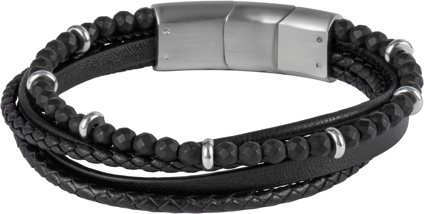 Lederarmband mit Onyx Perlen