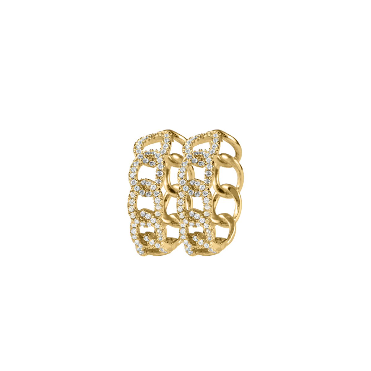 Hoop Earrings "Curb" Sterling Silver goldplated With Topazes