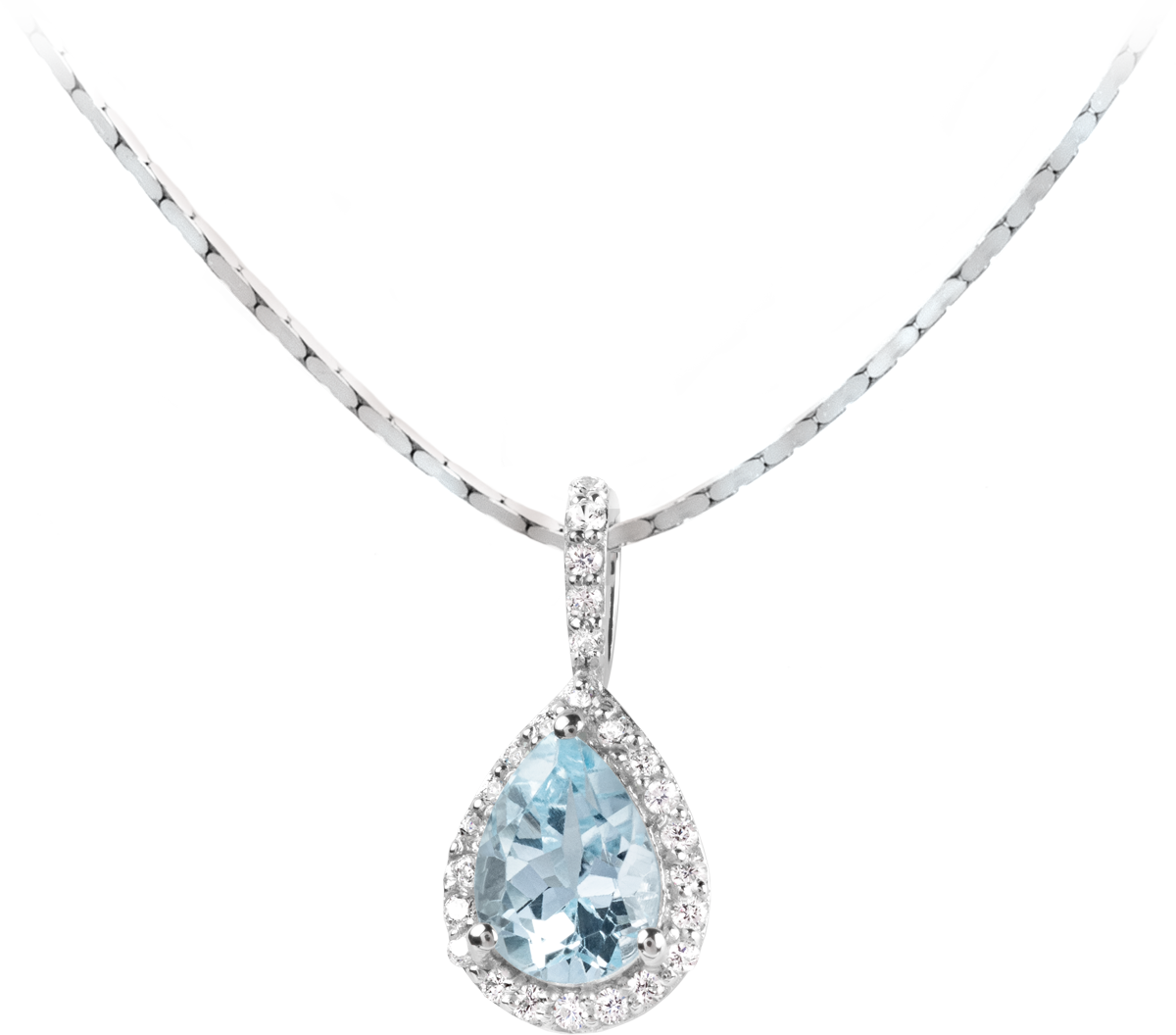 Necklace Sterling Silver With Sky Blue Topaz