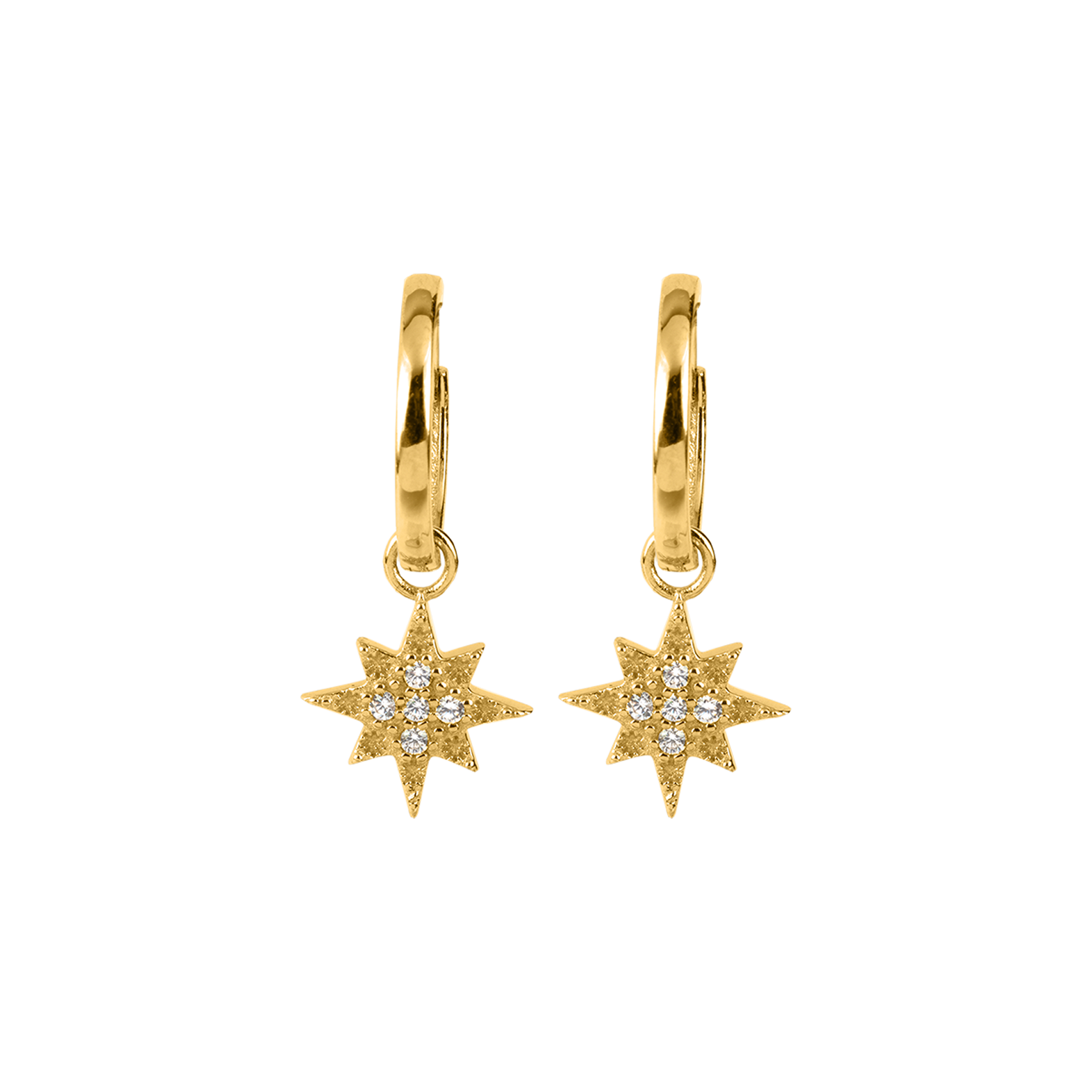 Ear Stud sterling silver gold-plated with white Topaz