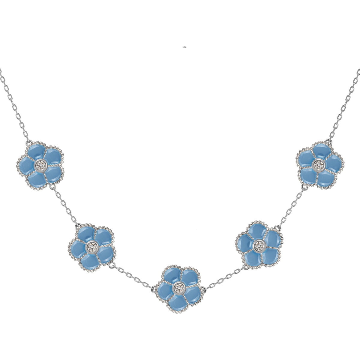 Necklace "Flowers" Sterlingsilver with Enamel/Topazes