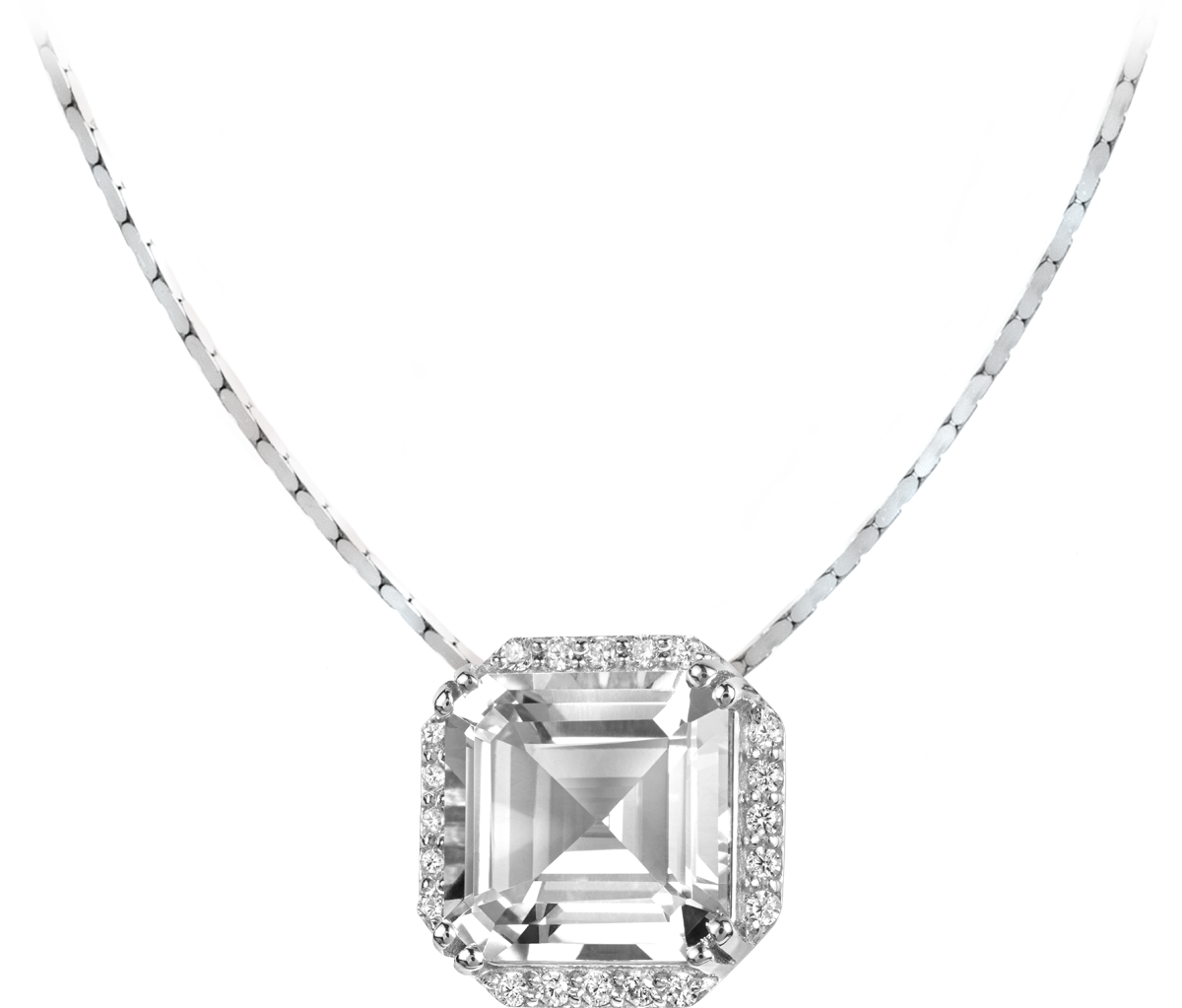 Necklace Sterling Silver With White Topaz