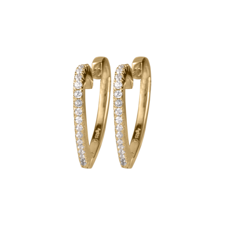 Ear Stud Sterling Silver Gold-Plated with White Topaz