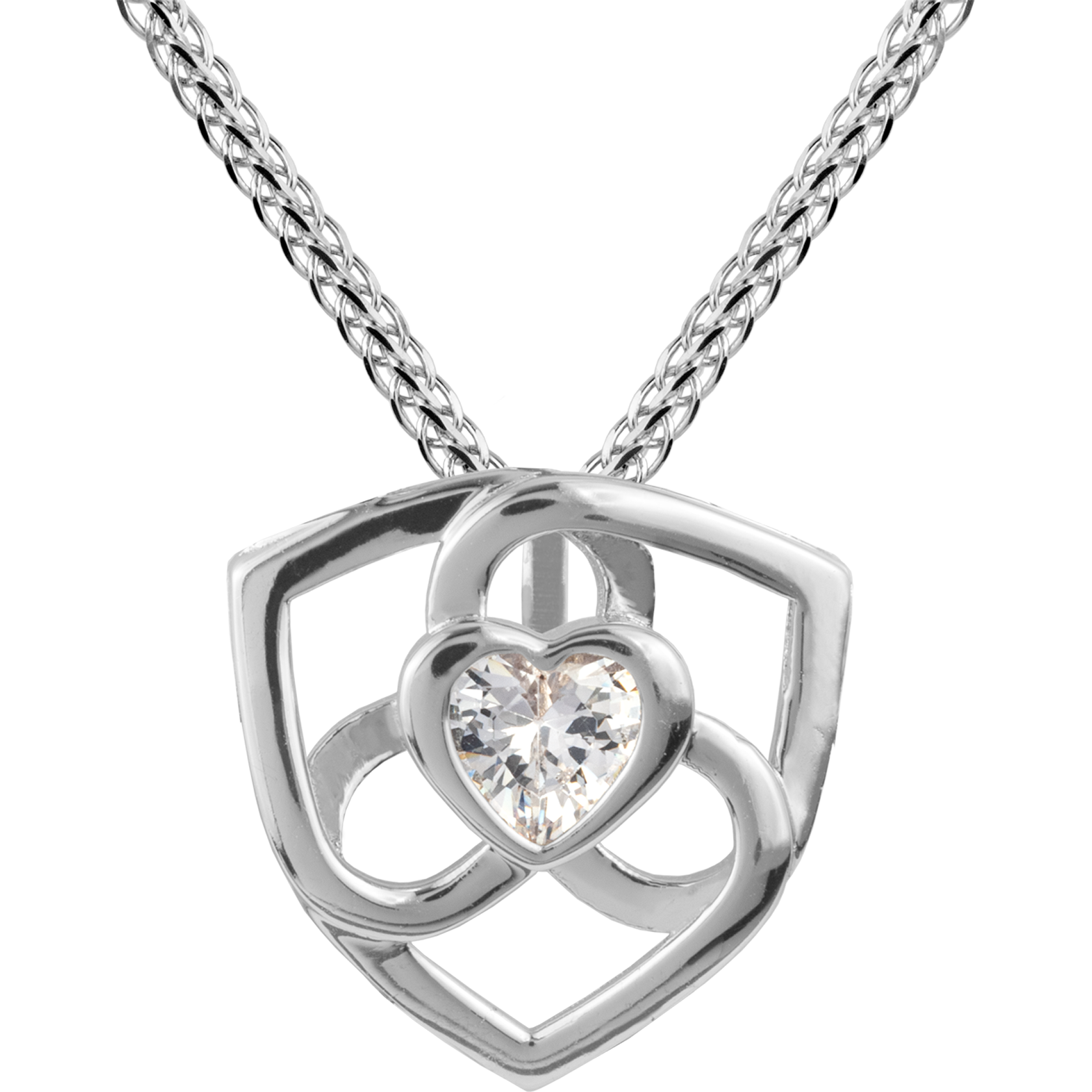 Necklace sterling silver with white Topaz gemstones