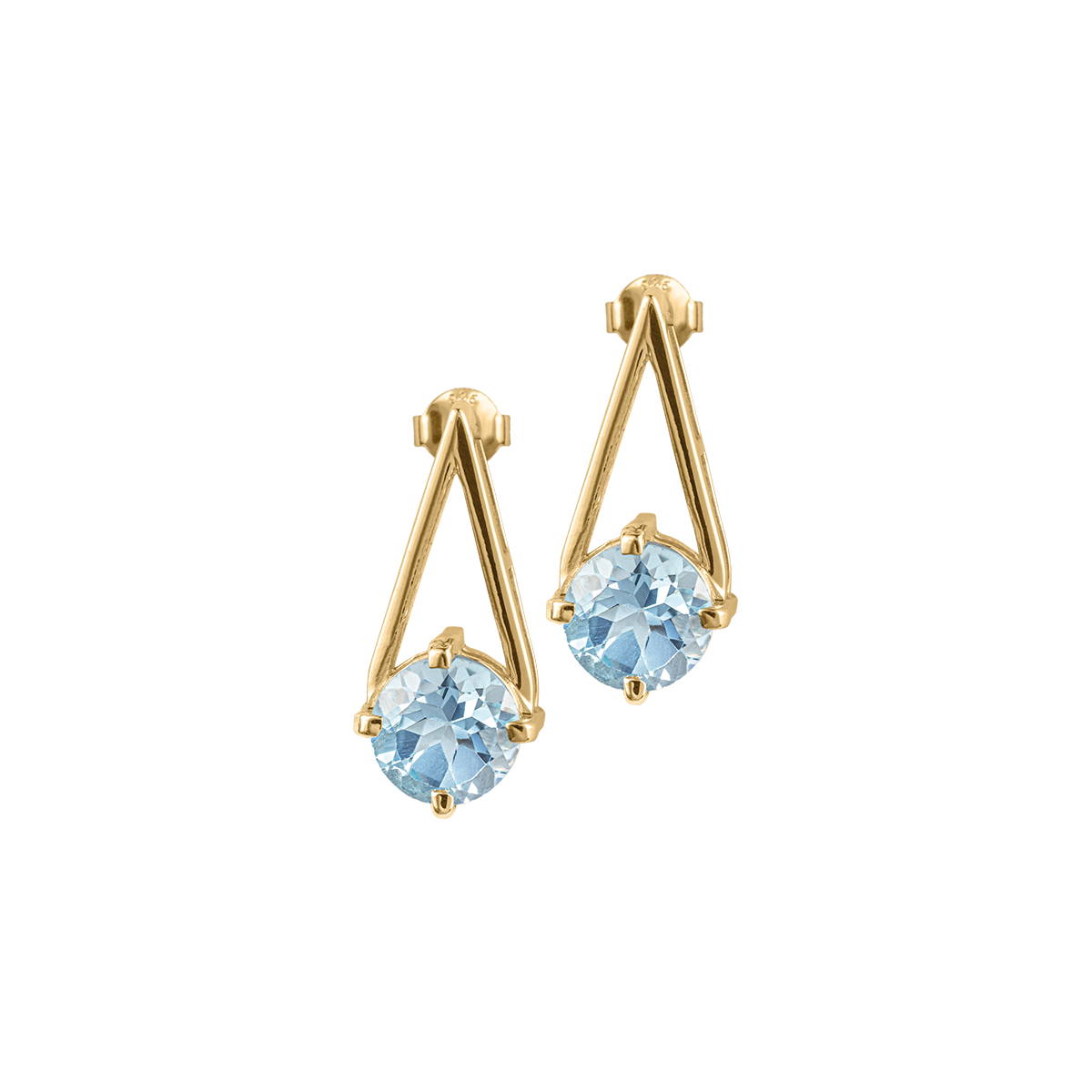 Ear Stud Sterling Silver Gold-Plated With Sky Blue Topaz