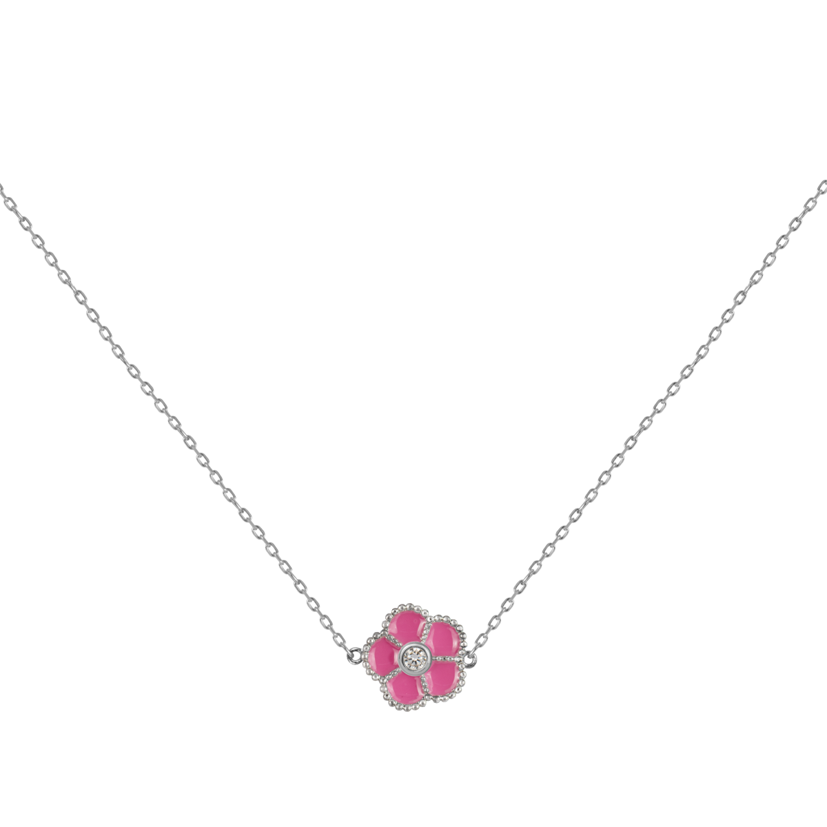 Necklace "Flower" Sterlingsilver with EnamelTopaz