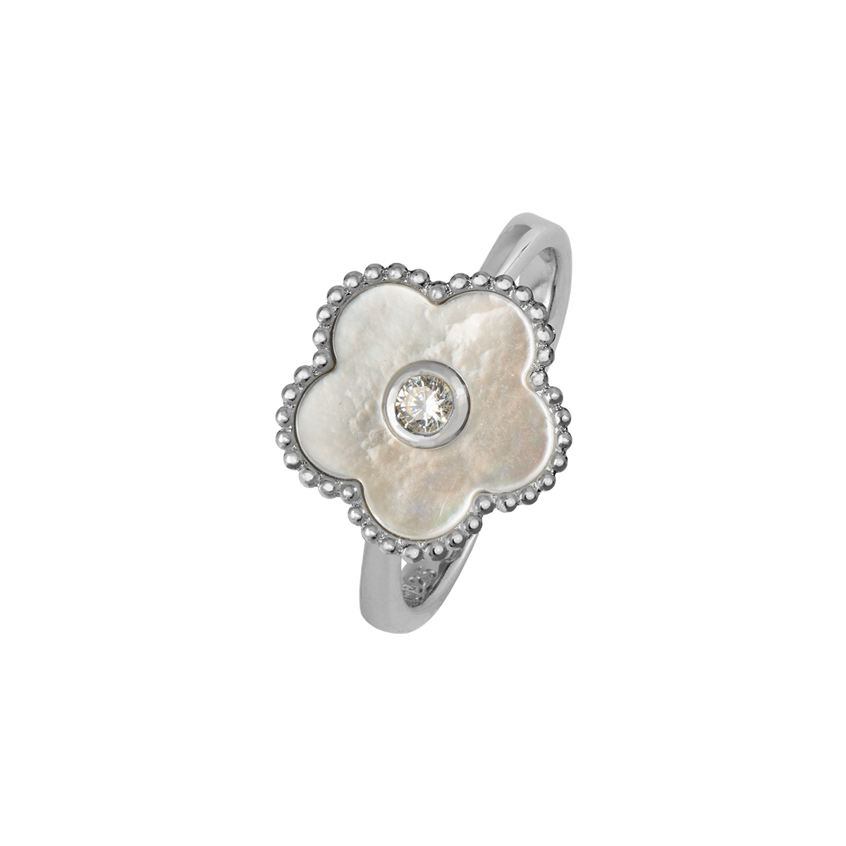 Ring "Blume" Sterlingsilber mit Perlmutt/Topas