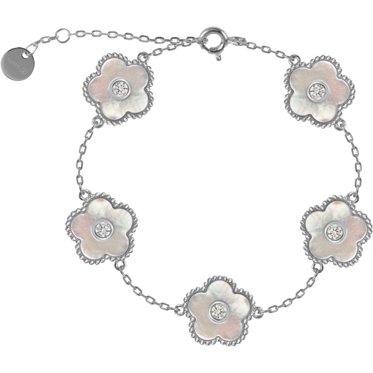 Bracelet "Flowers" Sterlingsilver with MOP/Topazes