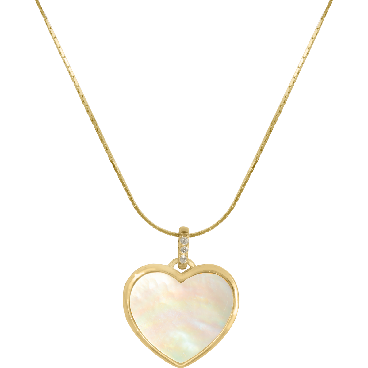 Necklace "Heart" Sterlingsilver goldplated with MOP/Topazes