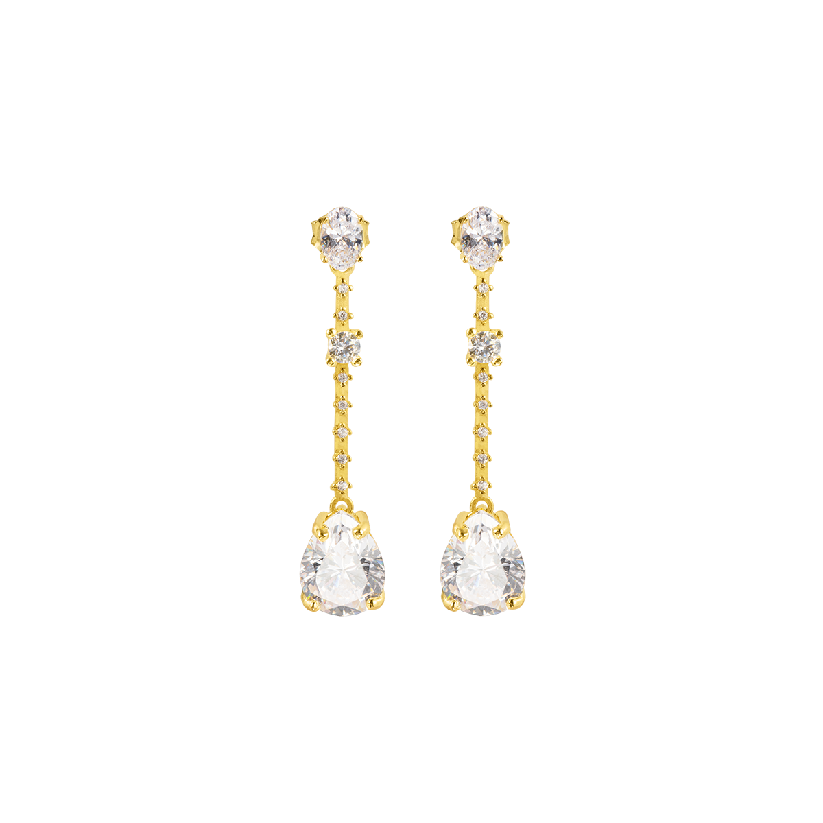 Ear Stud Sterling Silver goldplated With Topazes