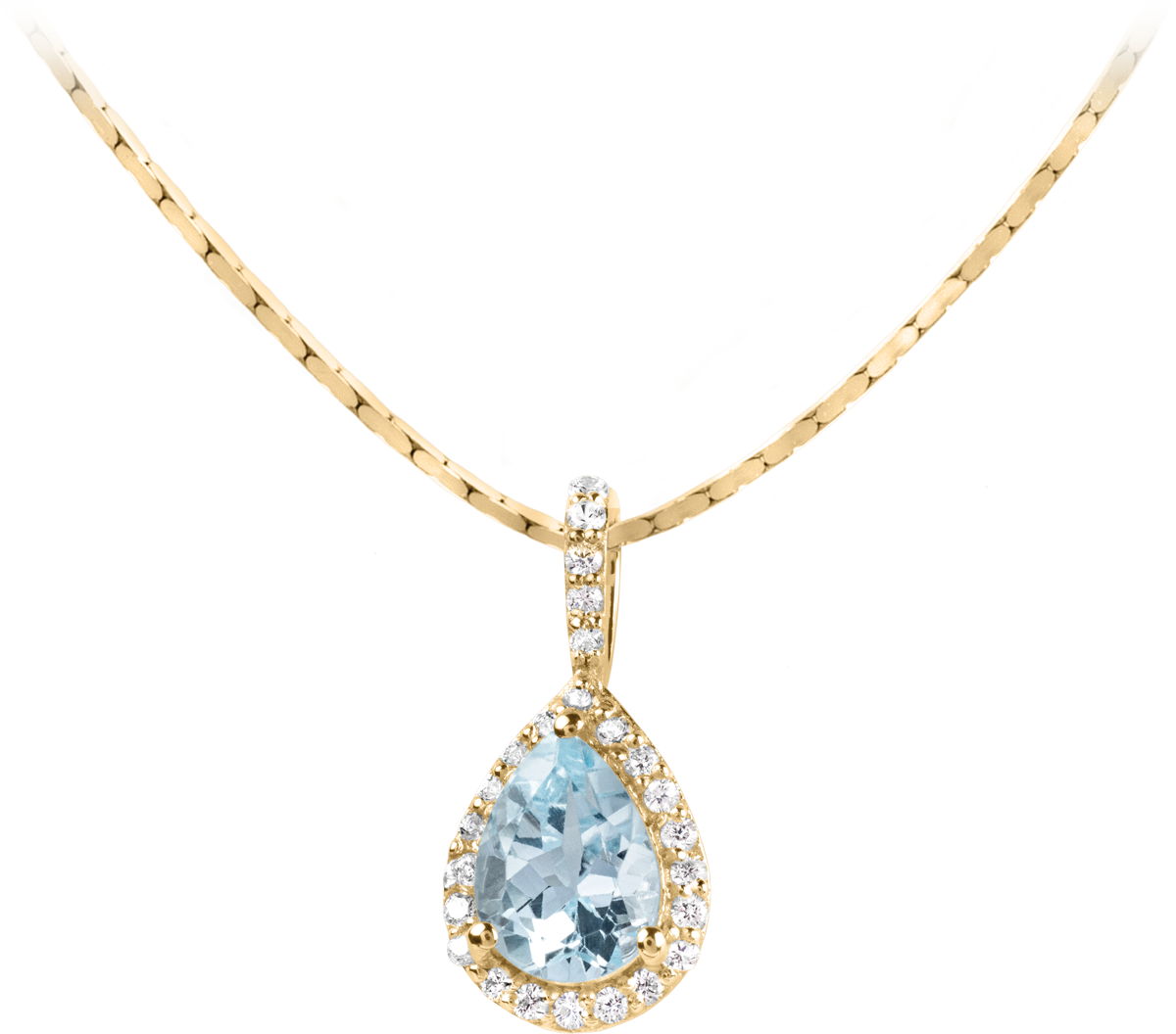 Necklace Sterling Silver Gold-Plated With Sky Blue Topaz