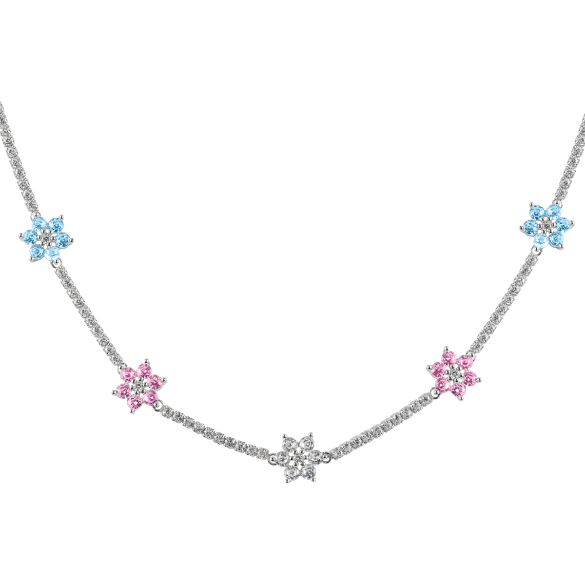 Necklace "Flowers" Sterlingsilver with Topazes