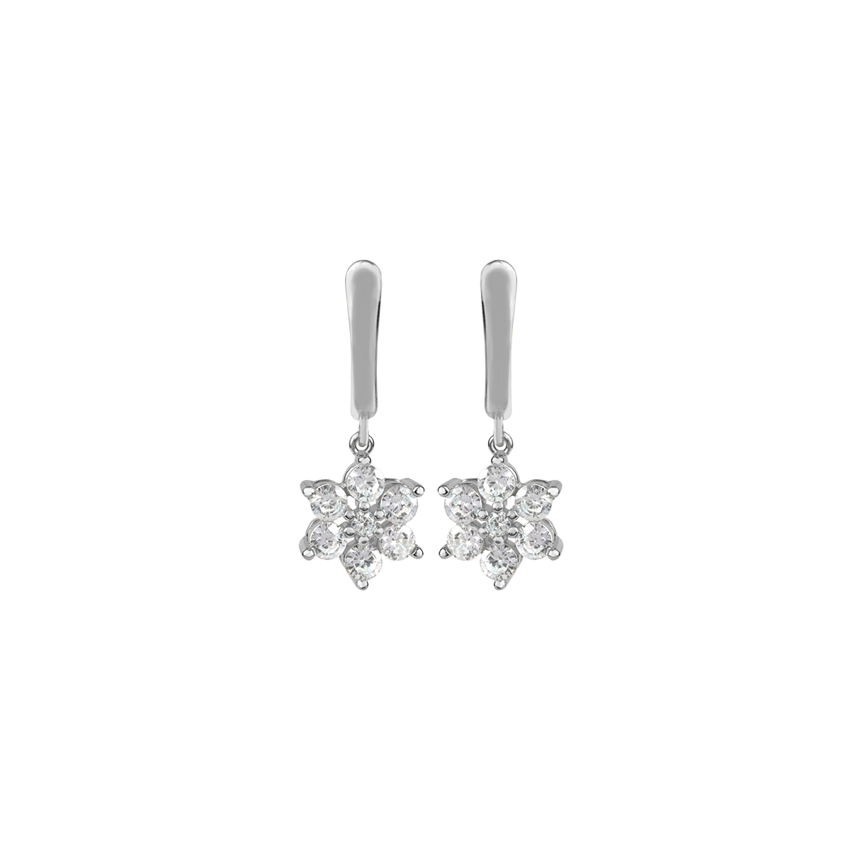 Earrings "Flower" Sterling Silver With Topazes
