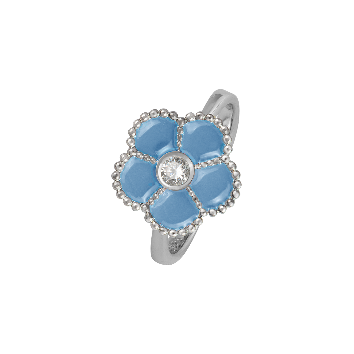 Ring "Blume" Sterlingsilber mit Emaille/Topas
