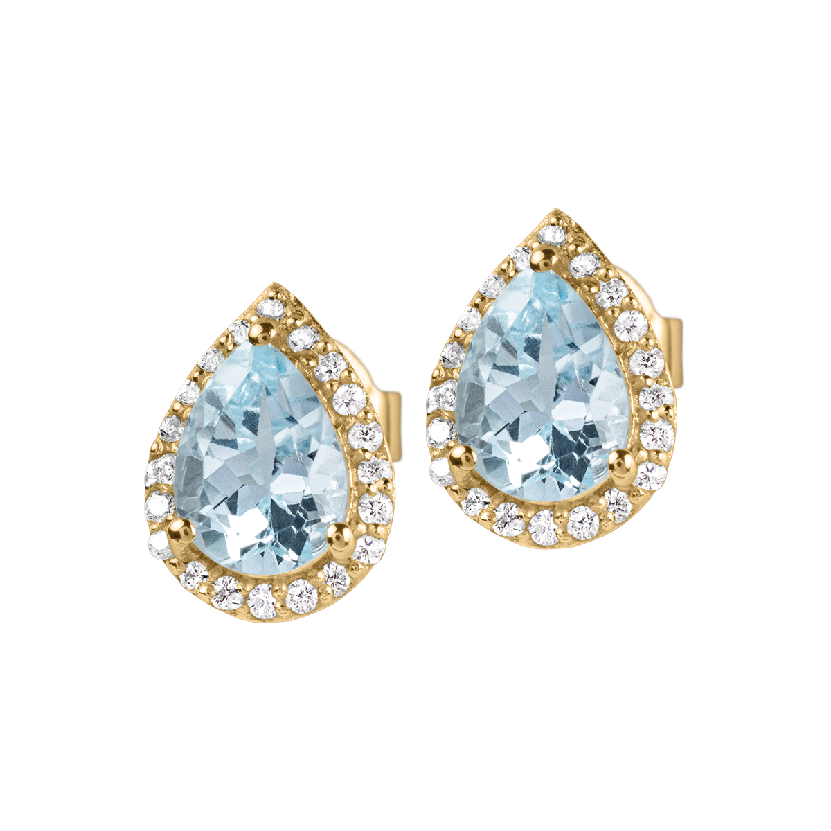 Ear Stud Sterling Silver Gold-Plated With Sky Blue Topaz