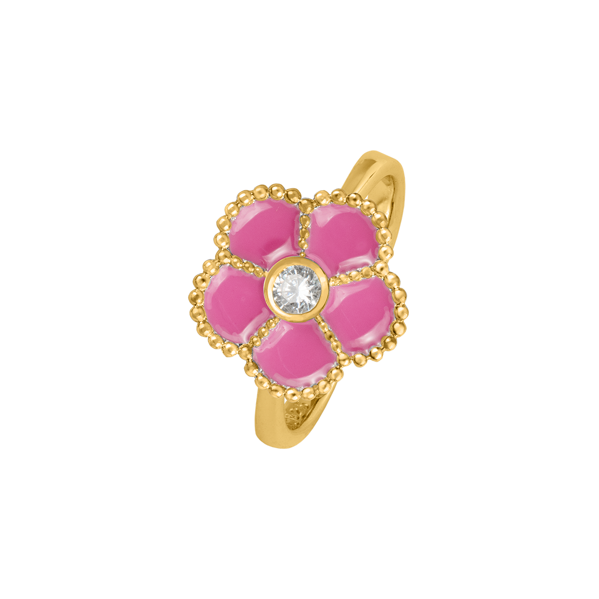 Ring "Blume" Sterlingsilber vergoldet mit Emaille/Topas