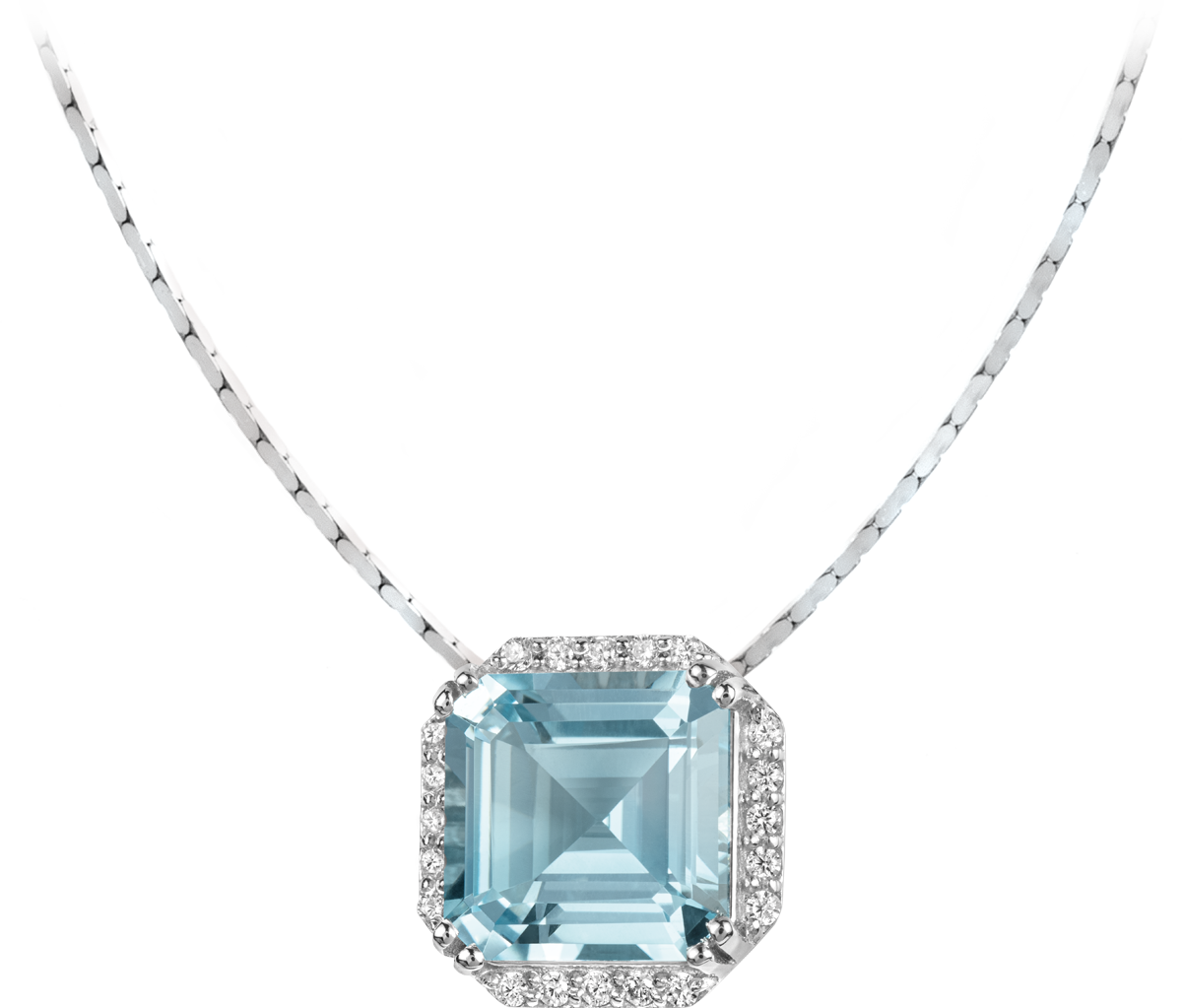 Necklace Sterling Silver With Sky Blue Topaz