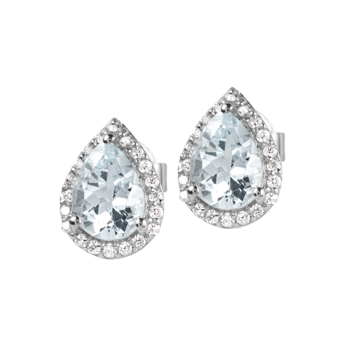 Ear Stud Sterling Silver With White Topaz