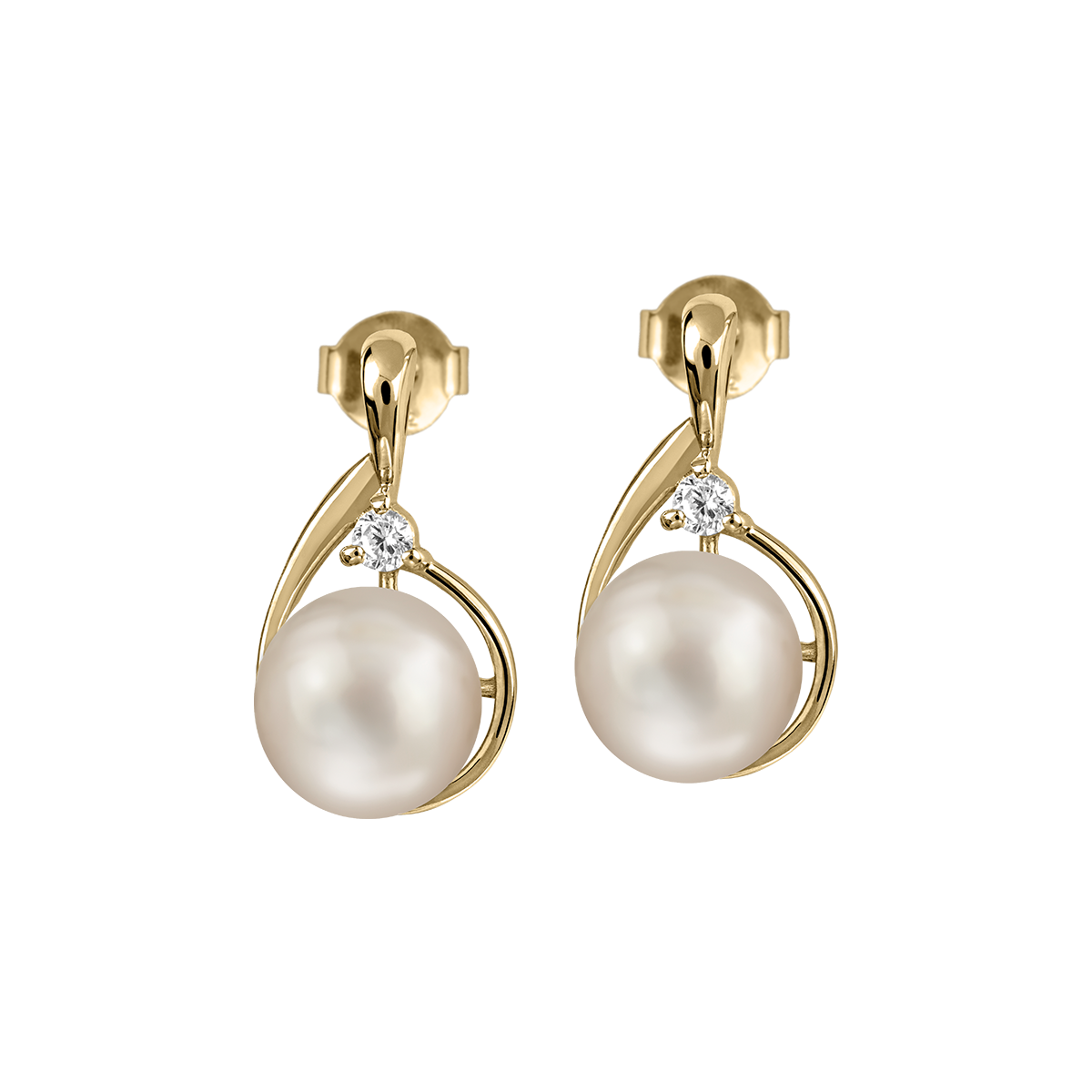Ear Stud Sterling Silver Gold-Plated With Pearl