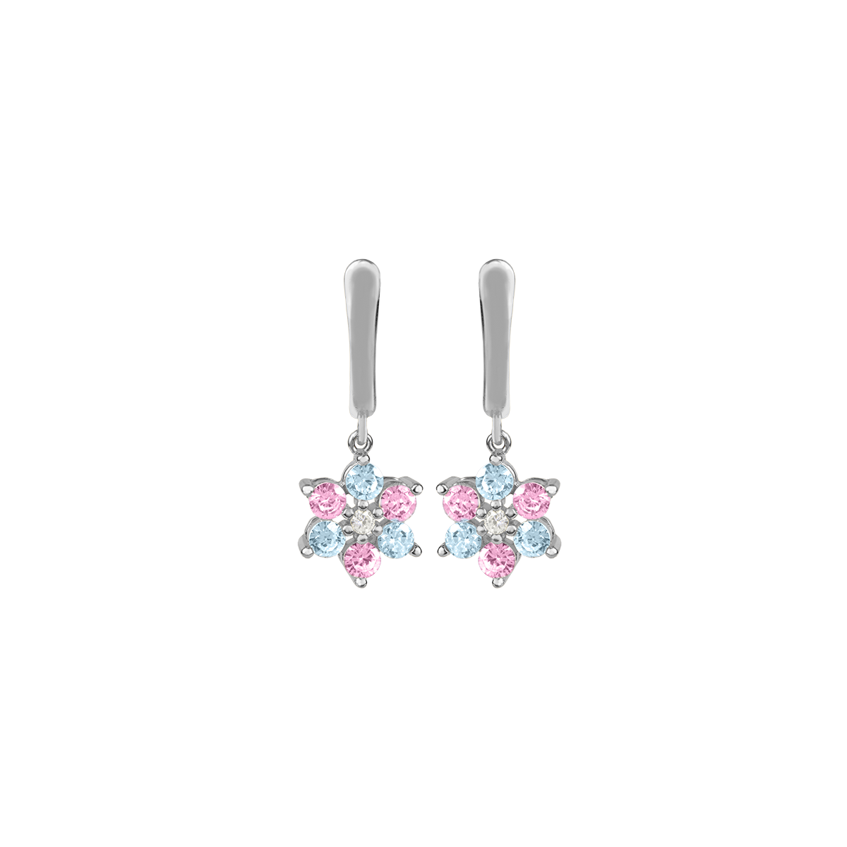 Earrings "Flower" Sterling Silver With Topazes