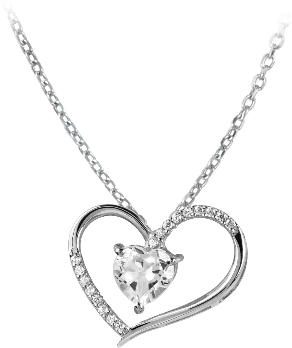 Necklace Sterling Silver With White Topaz