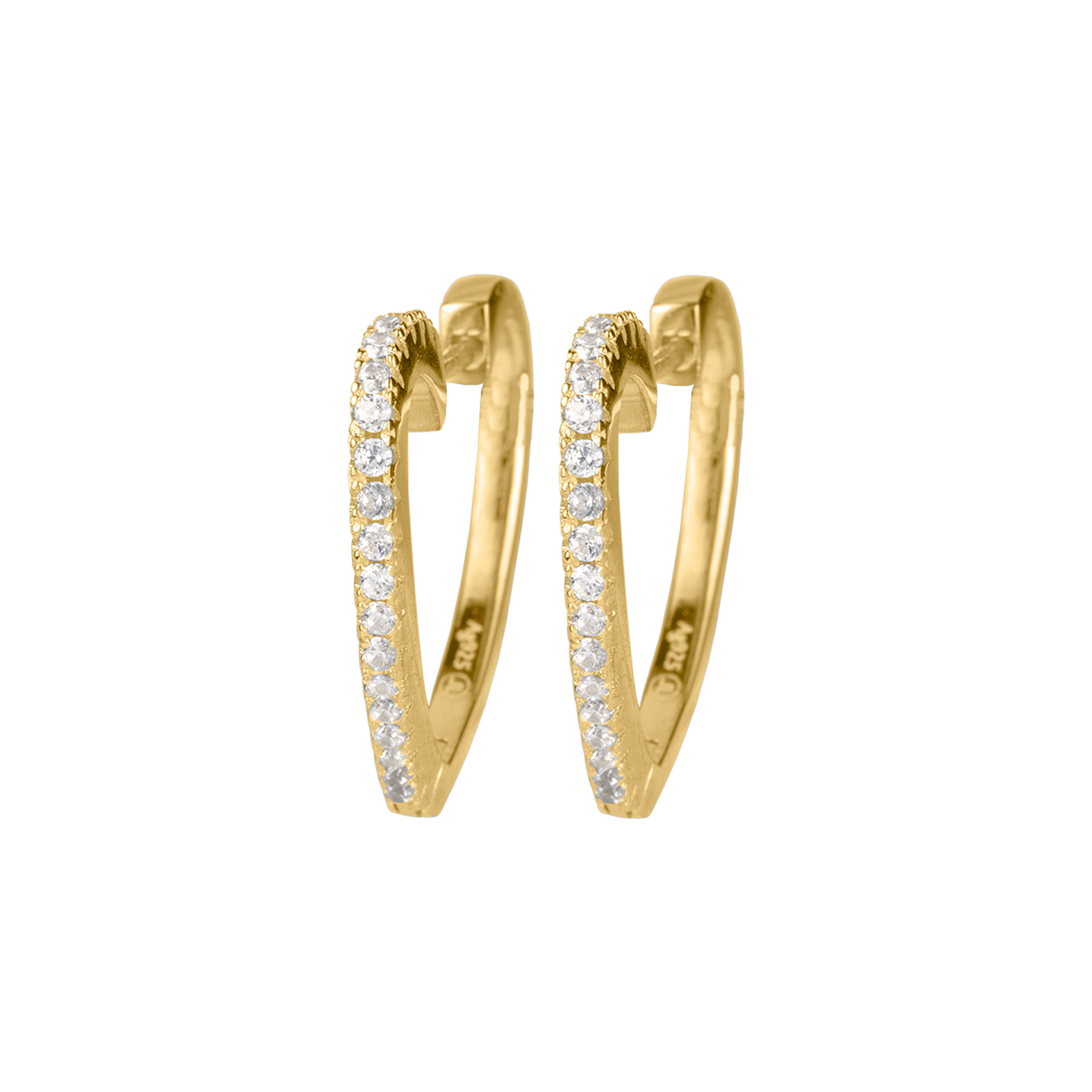 Ear Stud sterling silver gold-plated with white Topaz