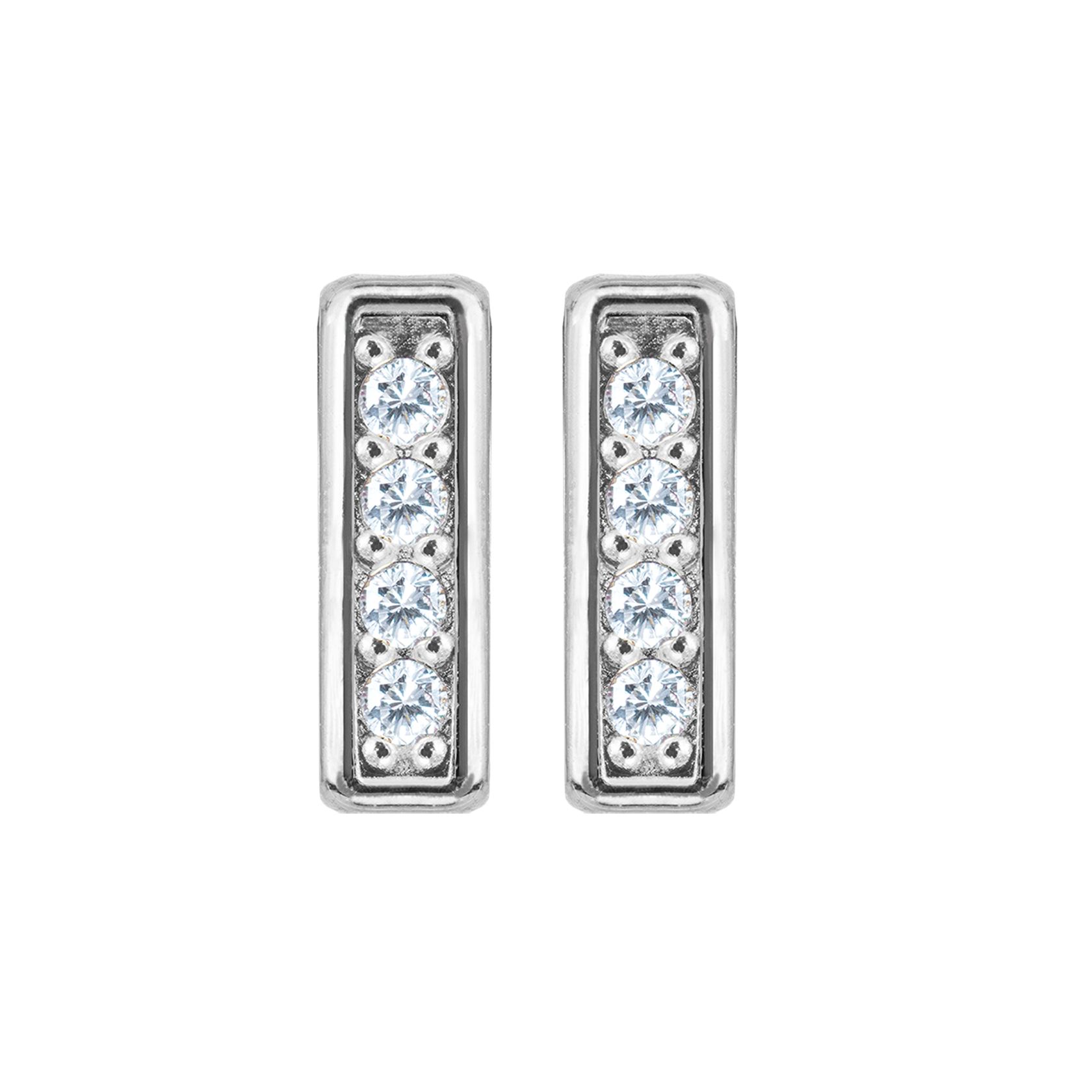 Ear Stud sterling silver with white Topaz gemstones