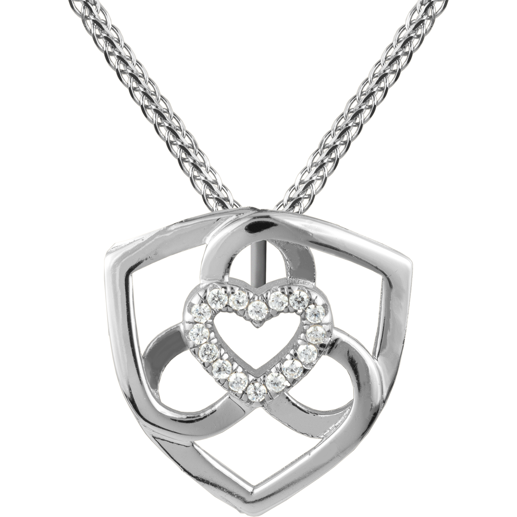 Necklace sterling silver with white Topaz gemstones
