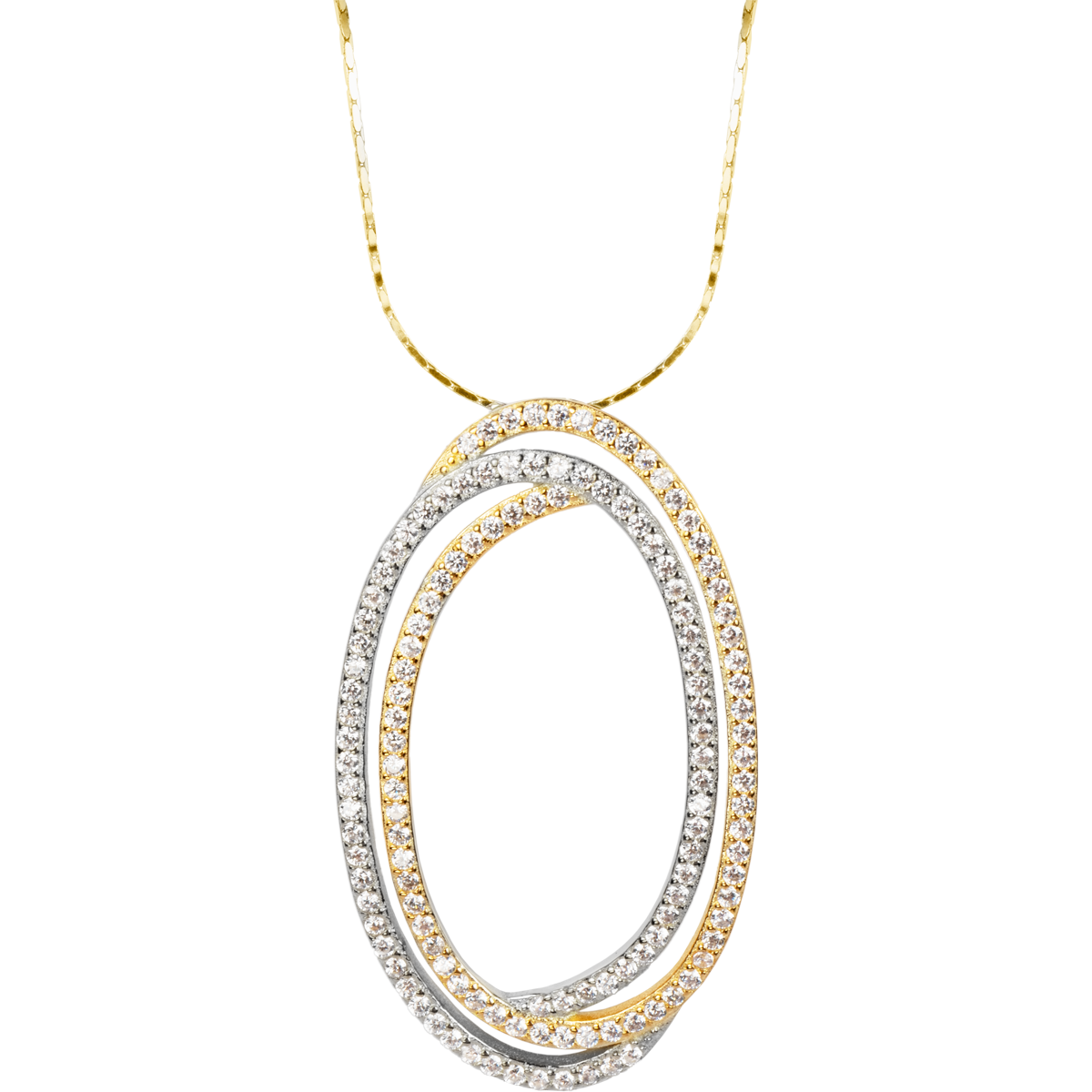 Necklace Sterling Silver bicolor with Topazes