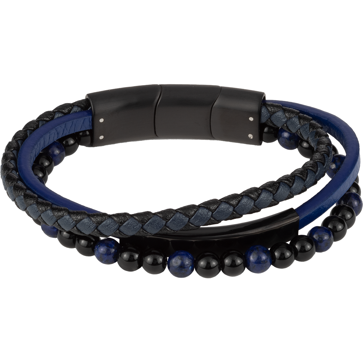 Lederarmband mit Onyx/Lapislazuli