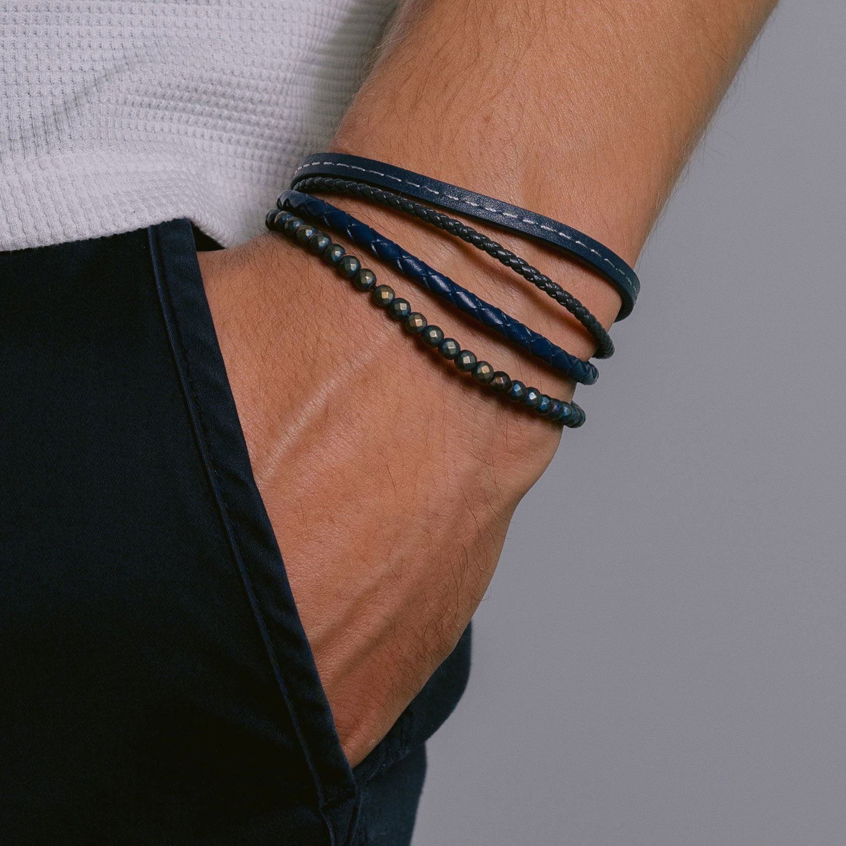 Lederarmband mit Hematite