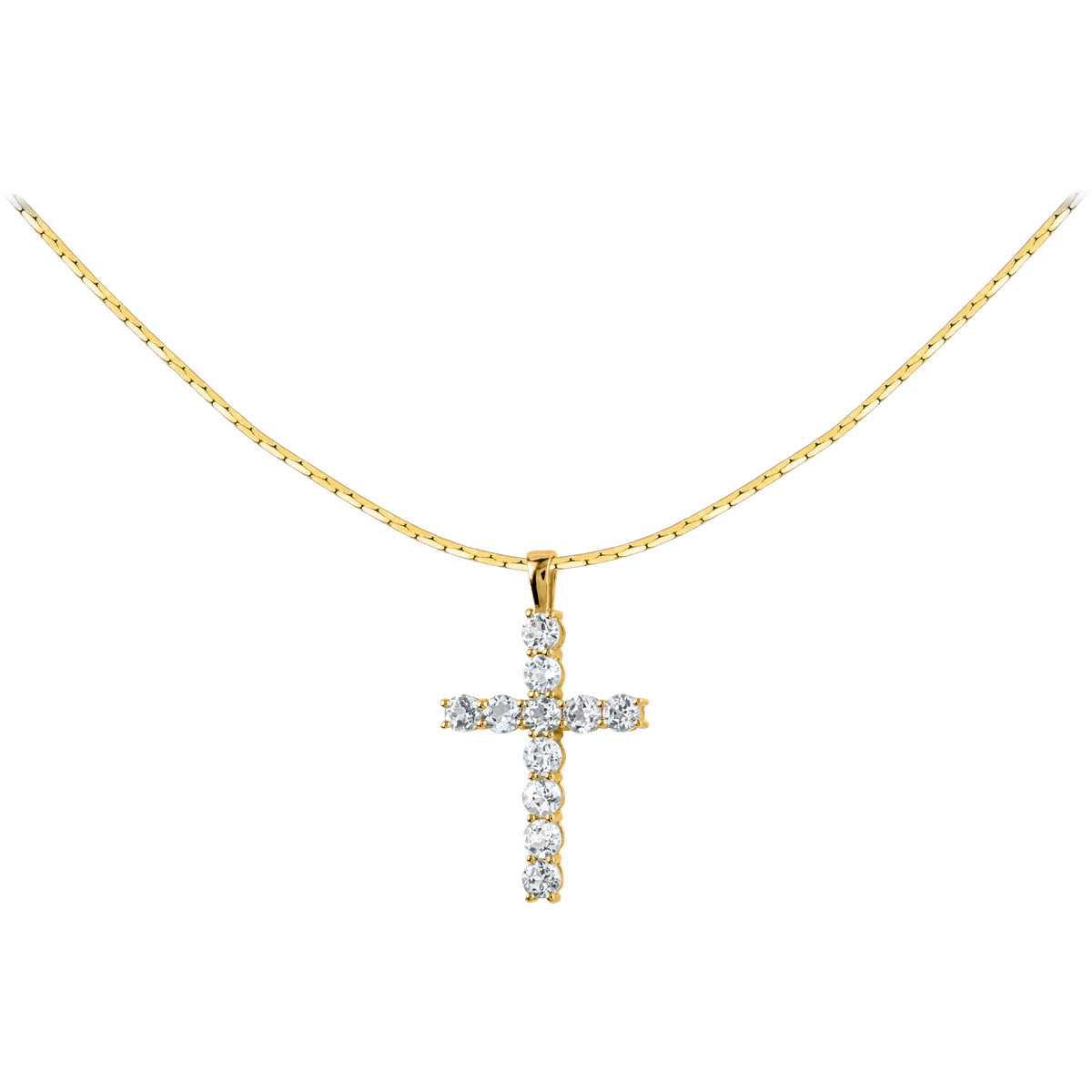 Necklace Sterling Silver Gold-Plated With White Topaz