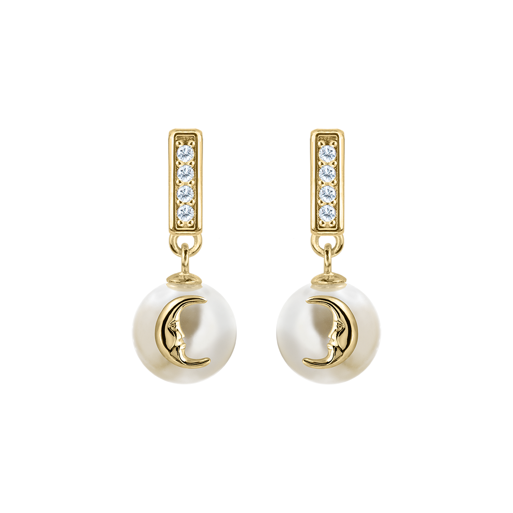 Ear Stud sterling silver gold-plated with Topaz & Pearl