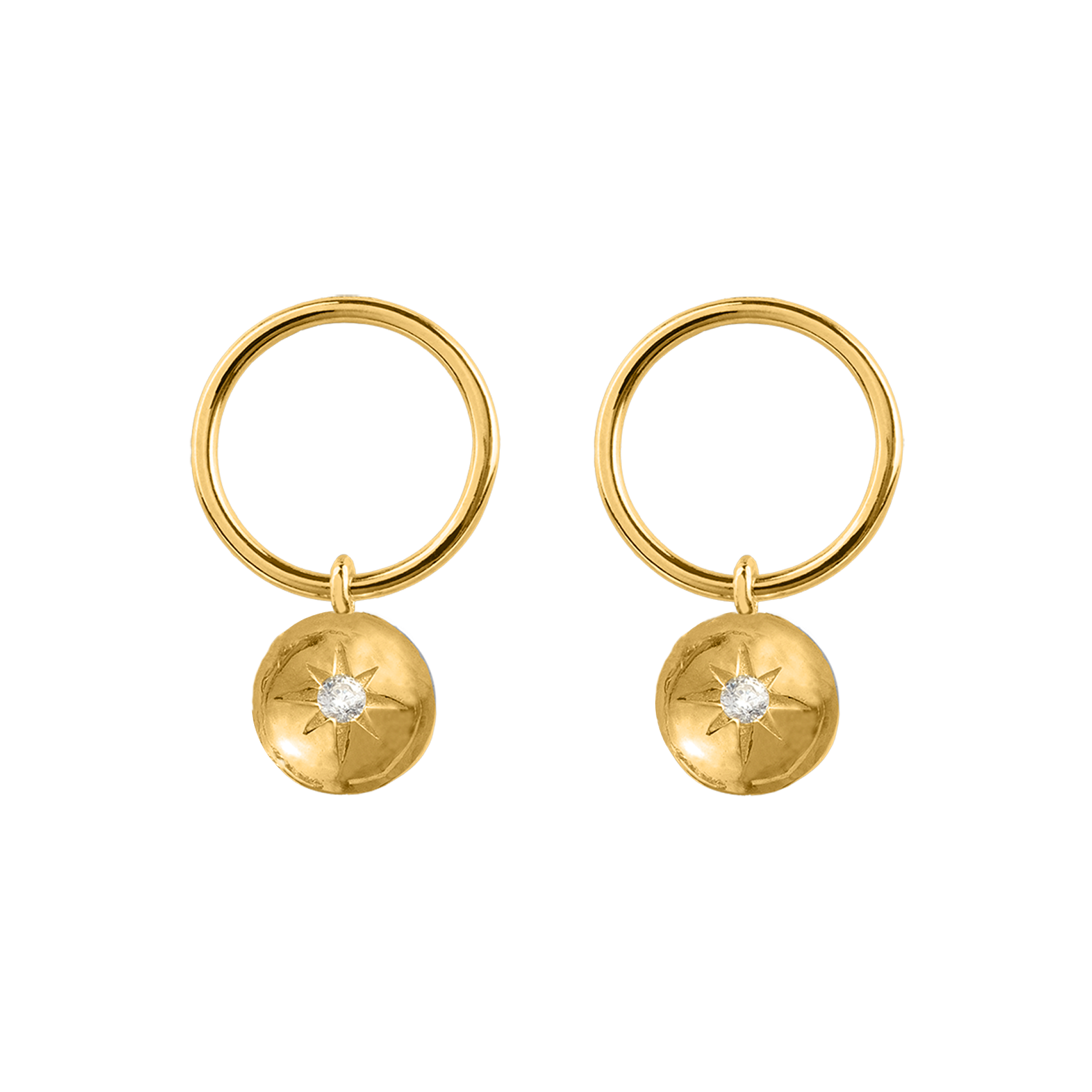 Ear Stud sterling silver gold-plated with white Topaz
