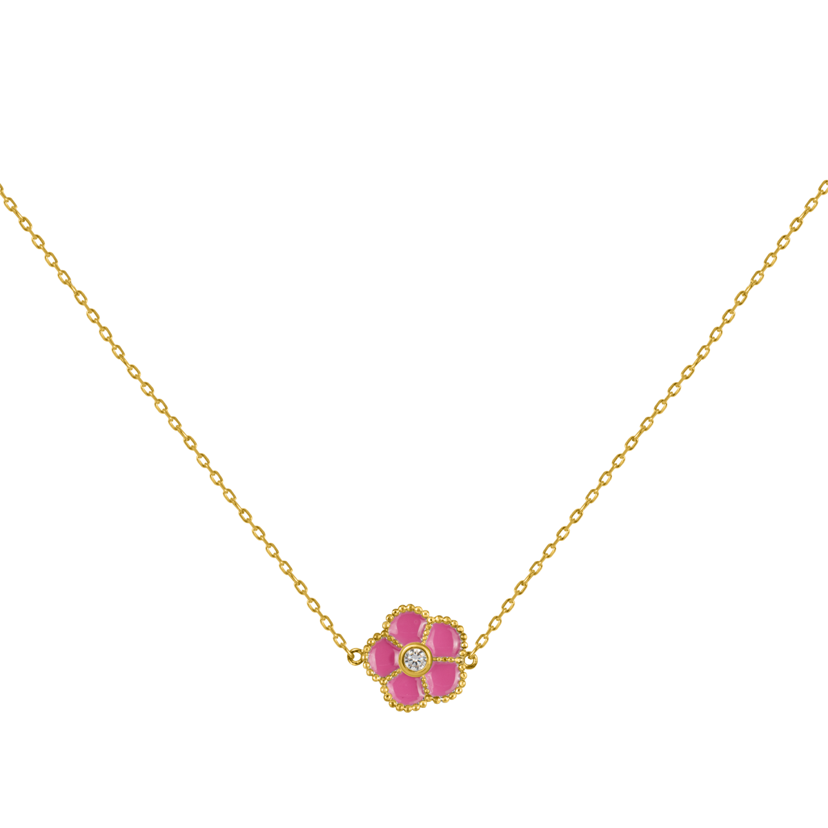 Necklace "Flower" Sterlingsilver goldplated with Enamel/Topa