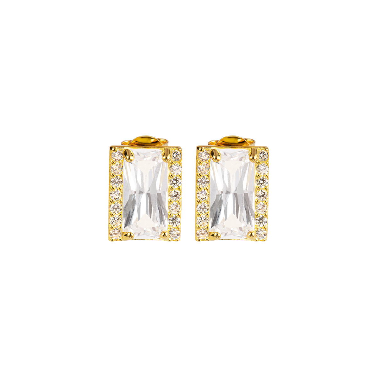 Ear Stud Sterling Silver goldplated With Topazes