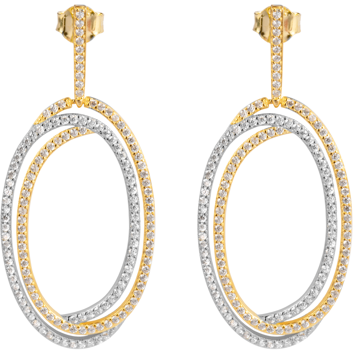 Ear Stud Sterling Silver goldplated bicolor With Topaes