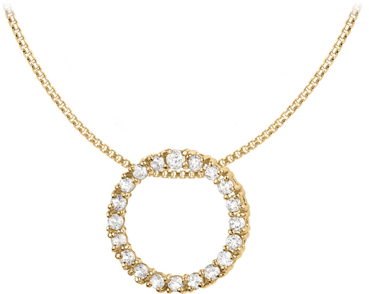 Necklace Sterling Silver Gold-Plated With White Topaz