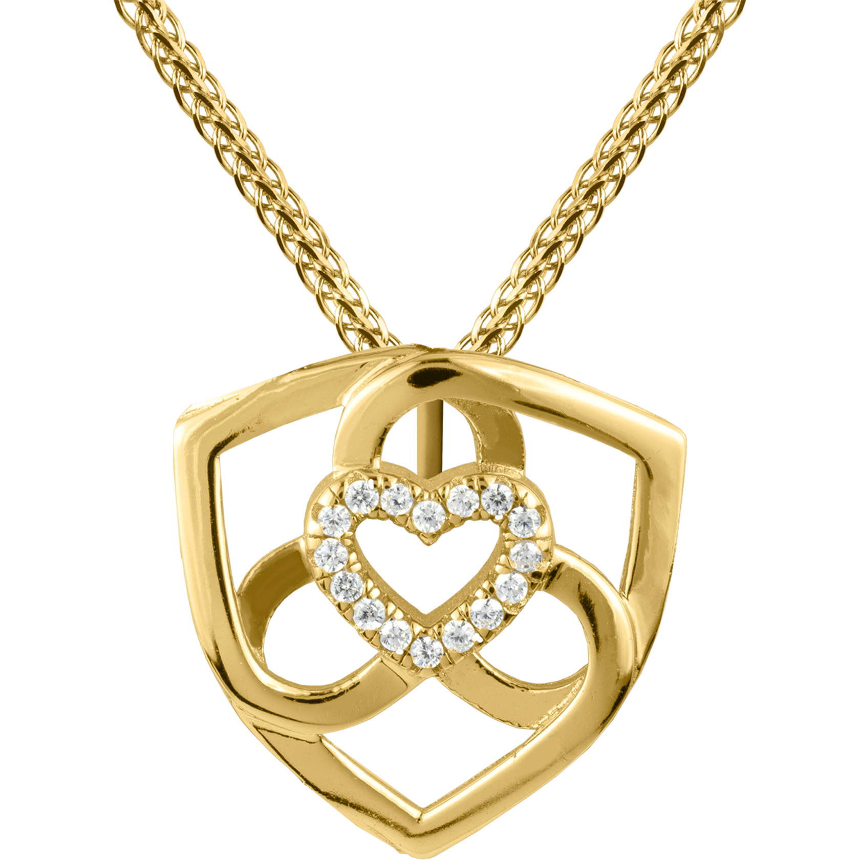 Necklace sterling silver gold-plated with white Topaz