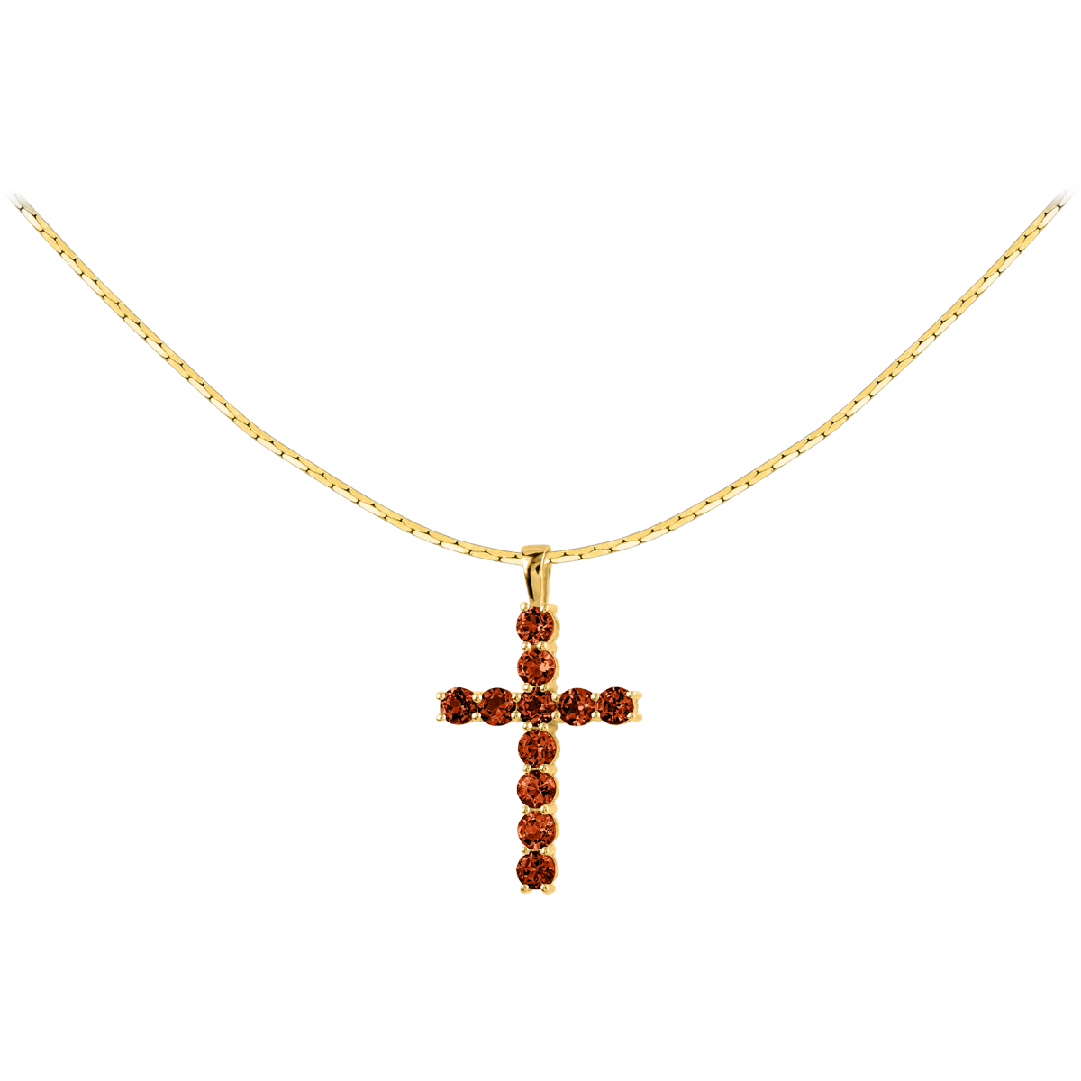 Necklace Sterlilng Silver Gold-Plated With Garnet