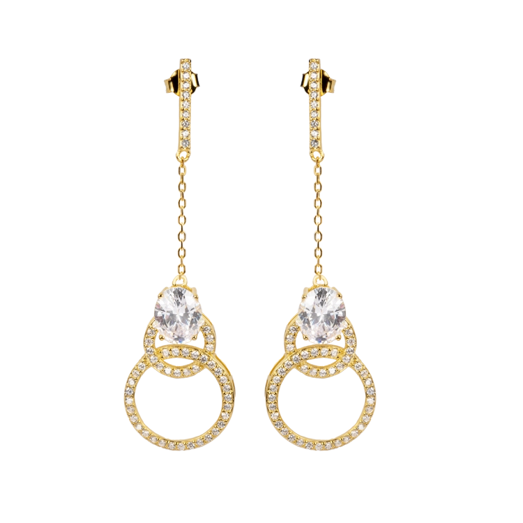 Ear Stud Sterling Silver goldplated With Topazes