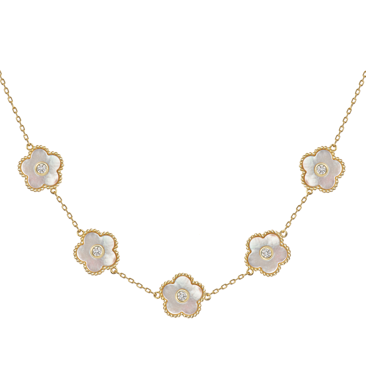 Kette "Blumen" Sterlingsilber vergoldet mit Perlmutt/Topasen Kette "Blumen" Sterlingsilber vergoldet mit Perlmutt/Topasen