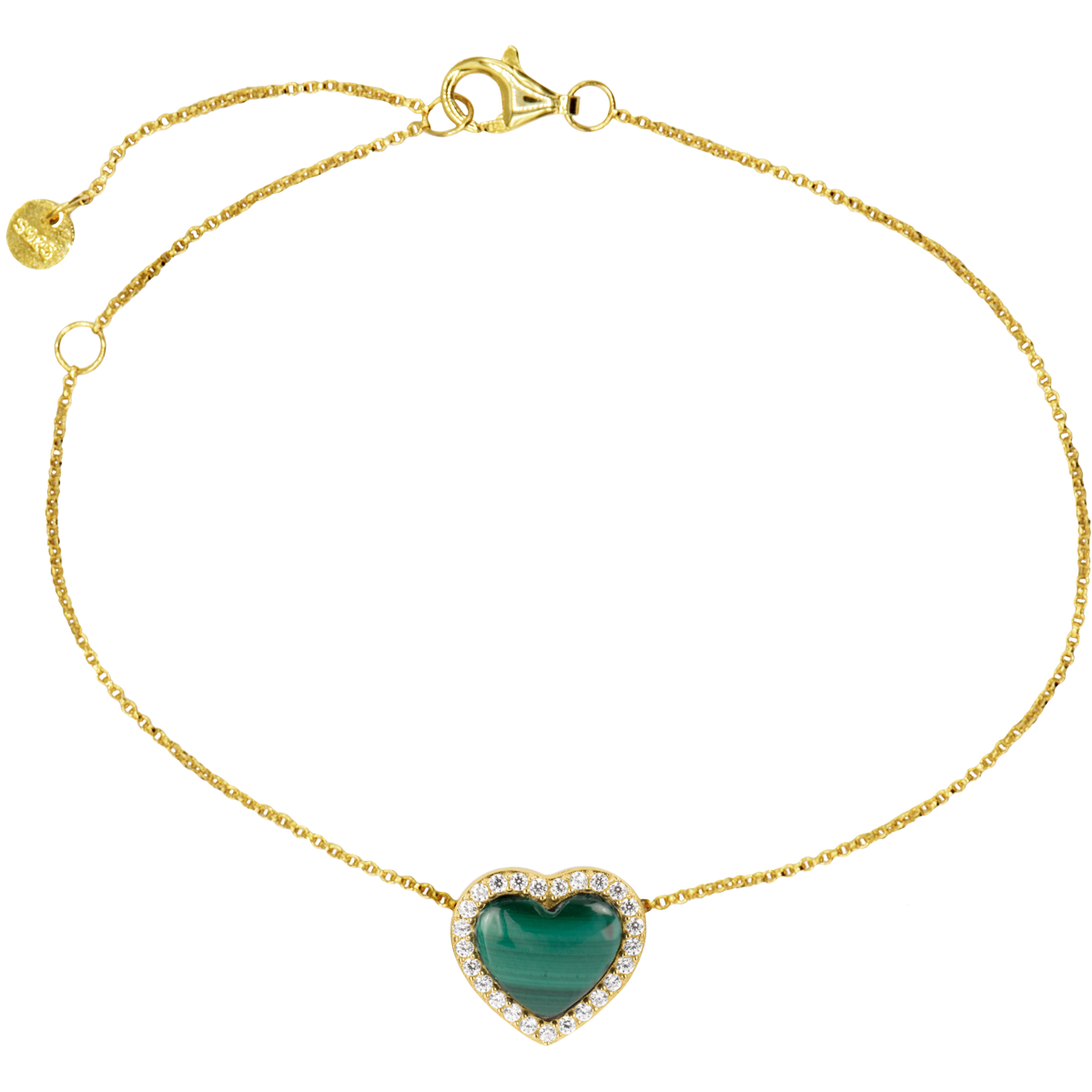 Armband "Herz" Sterlingsilber vergoldet mit Malachit und Top Armband "Herz" Sterlingsilber vergoldet mit Malachit und Top