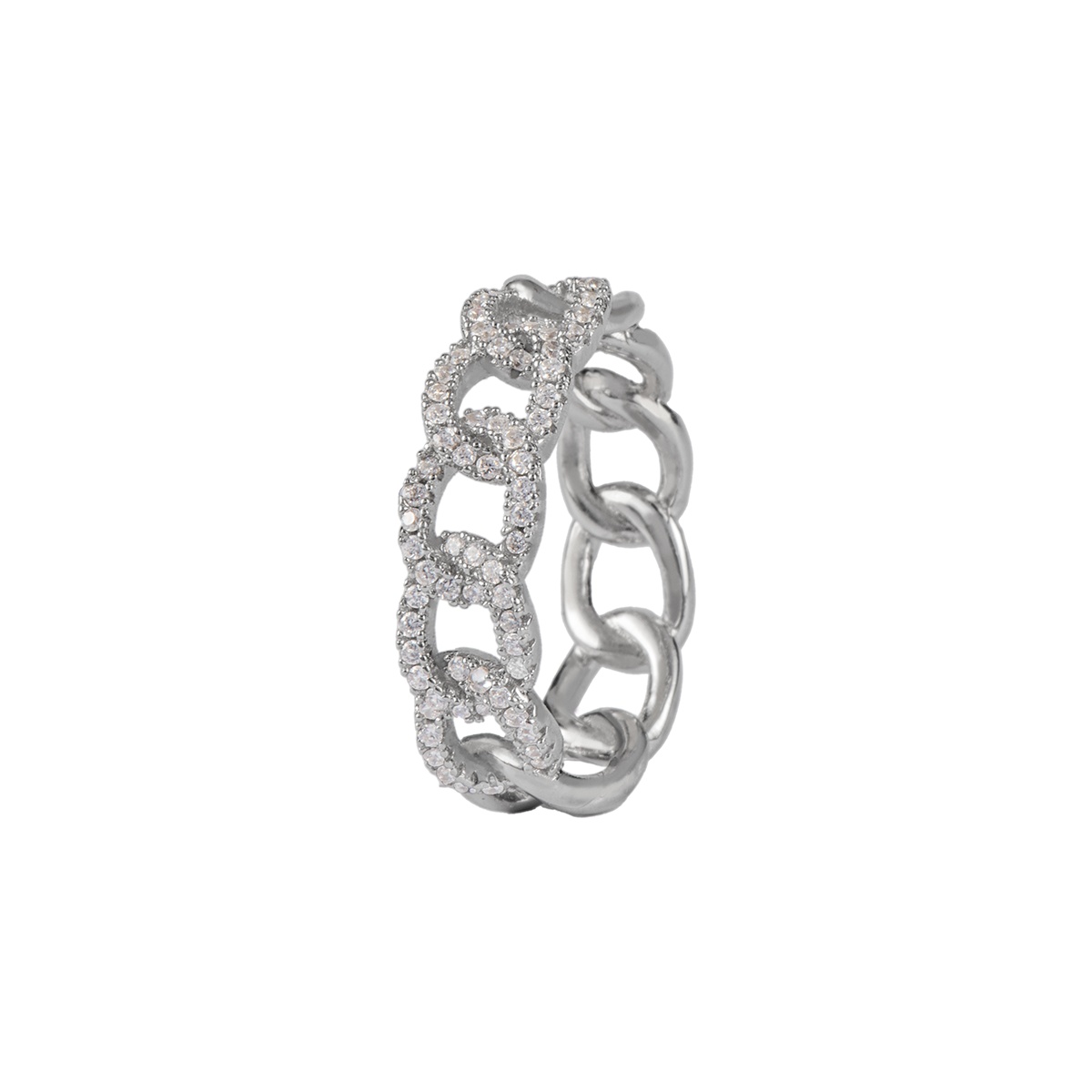 Curb Ring Sterling Silver With Topazes