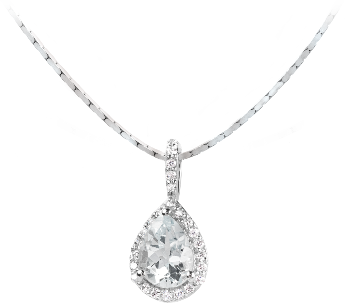 Necklace Sterling Silver With Sky Blue Topaz