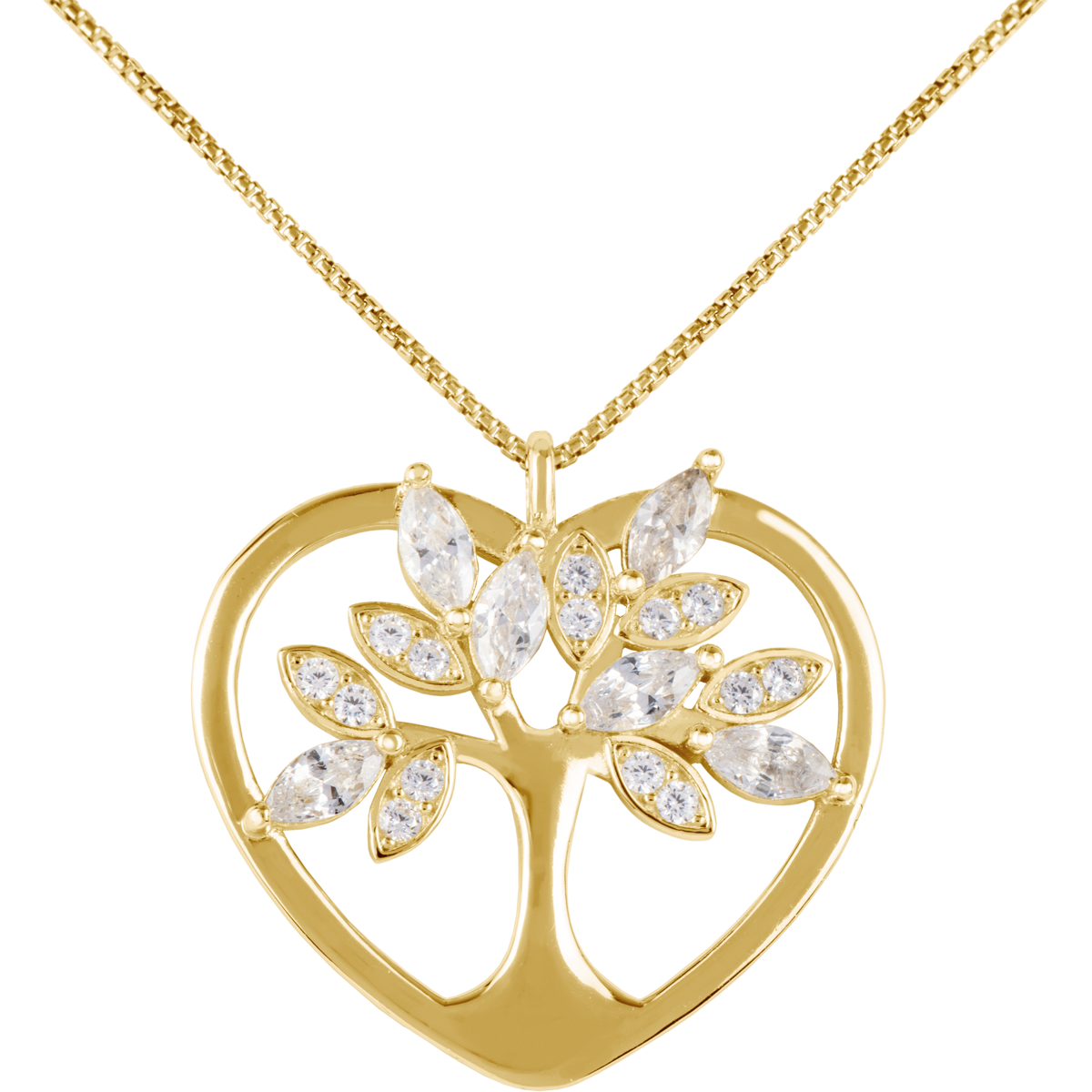Necklace "Heart/LifeTree" Sterlingsilver goldplated with Top